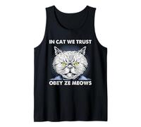 Cat Obey Ze Meows Ornate Feline Line Trust Kitty Lover Art Tank Top
