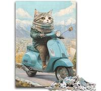 Cat on A Motorcycle Puzzles for Adults 2000 Pieces,Staycation Kill Time Every Piece Is Unique - Challenging Family Fun Game (70X100cm)