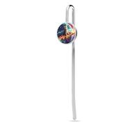 Cat On A Pizza Planet Personalized Metal Hook Cute Bookmarks Page Markers for Book Lovers Men Women 1"/1.2"