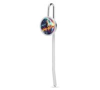 Cat On A Pizza Planet Personalized Metal Hook Cute Bookmarks Page Markers for Book Lovers Men Women 1"/1.2"