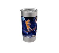 Cat On A Skateboard Cosmic in Space Skateboarding Cat Lover Stainless Steel Insulated Tumbler