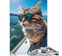 Cat on A Yacht Jigsaw Puzzles Puzzle for Adults Kids. 1000 Piece Whimsical Challenge Toy Educational Games Home Decoration for Adults& Kids Age 14 Years Up 1000pcs (40x28cm)