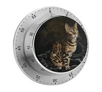 Cat on Blanket Kitchen Timers for Cooking 60 Minute Wind Up Timer, Magnetic Back, Visual Mechanical Timer with Loud Alarm, Manual Countdown Timers for Classroom Home Gym Tanning
