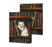 Cat on Books Cute Tablet Case Unisex Slim Hard Protective Cover Compatible with iPad 9th/ 8th/ 7th