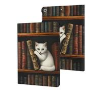 Cat on Books Cute Tablet Case Unisex Slim Hard Protective Cover Compatible with iPad 9th/ 8th/ 7th