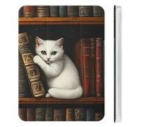 Cat on Books Cute Tablet Case with Pencil Holder Unisex Slim Hard Protective Cover Compatible with iPad Mini 4/5/6