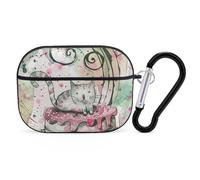 Cat on Cake Airpod Pro Case AirPods 2 Case for Women Hard Shell Protective Cover with Carabiner Keychain Compatible with AirPods Case 2nd 1st Generation, Front LED Visible Black