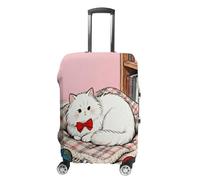Cat on Knitted Blanket Travel Luggage Cover Stretchable Airplane Suitcase Protector Sleeve Universal Washable Fit for 19-32 Inch Checked Baggage,Water Resistant Durable Luggage Protector X-Large