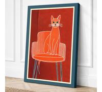 Cat on Modern Chair Canvas Wall Art Print 30x20 Inch