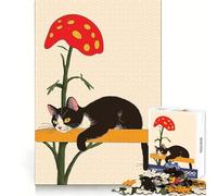 Cat on Mushroom Branch Jigsaw for Teenagers 1000 Pieces Logic Practice Serene Escape Clean Edges Lovely Gift size 50x75cm