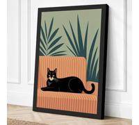Cat on Orange Cushion Modern Canvas Wall Art Print 18x12 Inch (46 x 30 cm)