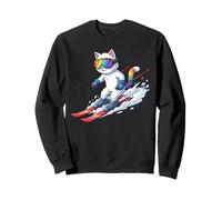 Cat on Ski - Funny Skier Cats Lover Men Women and Kids Sweatshirt
