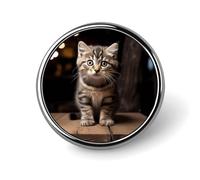 Cat on Stake Badge Holder Personalized Metal Button Pin Fashion Round Badge with Pattern Pin DIY Button Badges Exquisite Brooch Crafts Gift Clothes Decorative Pins
