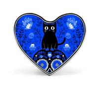 Cat on Sugar Skull Funny Metal Badge 1″ Heart Form Brooch Pin | Novelty Clothes Hat Bag Tie Accessories Decor for Men Women