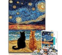 Cat on The Beach Jigsaws 1000 Pieces for Teenagers,Challenging Game And Family Play Wall Decoration Unique Birthday And Xmas Gifts 50x75cm