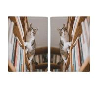 Cat on The Bookshelf Passport Holder for Travel Passport Wallet Cover Travel Document Organizer Credit Card Holder Passport Cover