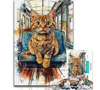 Cat on The Bus 1000 Pieces Jigsaw Puzzle For Adults Teens,Pattern Assembly Fun at Home Activities,Birthday Present,Travel Gifts (75x50cm)