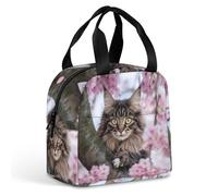 Cat on The Cherry Tree Lunch Bag for Women Men Insulated Lunch Box Lunch Tote Bag for Work Picnic