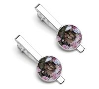 Cat on The Cherry Tree Tie Clips for Men Necktie Tie Clip Tie Bars for Business Wedding Gifts 5.5x2.2cm