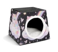 Cat on The Cloud Cat Bed for Indoor Cats - Foldable Cat & Dog House with Removable Cozy Cushion, Waterproof Oxford Washable Pet House for Small Pets 13.8" X 13.8" X 11.8"