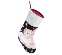 Cat on The Cloud Christmas Stocking with Hang Loop, 16.5 Inch Large Soft Furry Xmas Stocking, Hanging Ornaments Holiday Decor for Tree, Fireplace Bag