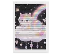 Cat on The Cloud Diamond Art Kits for Adults 8"x12" DIY Diamond Painting Kit for Beginners Gem Art Painting with Round Full Drill Diamonds DIY Paint Paintings for Home Wall Decor Gift