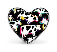Cat on The Cloud Lapel Pin Fashion Brooch Pin Cute Button Badges Heart Shape Button Pins Enamel Pins Metal Pinback for Hat Shirt Clothing Bags Decoration, Cow Print, Love form