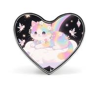 Cat on The Cloud Lapel Pin Fashion Brooch Pin Cute Button Badges Heart Shape Button Pins Enamel Pins Metal Pinback for Hat Shirt Clothing Bags Decoration, Cat on the Cloud, Love form