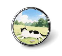 Cat on The Cloud Lapel Pin Fashion Brooch Pin Cute Button Badges Round Button Pins Enamel Pins Metal Pinback for Hat Shirt Clothing Bags Decoration, Circular, Aluminum, no gemstone
