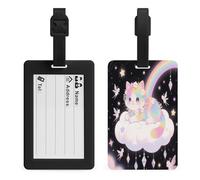 Cat on The Cloud Luggage Tags Suitcases - TPU Travel Bag Tags with Name Id Label and Black Loop - Unique Cute Id Labels for Women Men Suitcase Baggage Bag Backpack Instrument