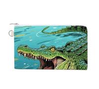 Cat on The Cloud Wallet for Men Women Canvas Coin Purse Zippered Change Holder with Secure Closure, Crocodile in water, One Size, Crocodile in Water