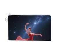 Cat on The Cloud Wallet for Men Women Canvas Coin Purse Zippered Change Holder with Secure Closure, Dancer on star stage, One Size, Dancer on Star Stage