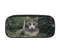 Cat on The Ground Pencil Case Waterproof Leather Pencil Pouch Multi-purpose Aesthetic Makeup Bag Cute Pen Bag Large Cosmetic Bag for Office Stationery, Travel