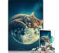 Cat on The Moon Jigsaw Puzzles for Teenagers 1000 Piece,Stress Reliever Difficult Challenge Suitable for Desktop Decoration 50x75cm