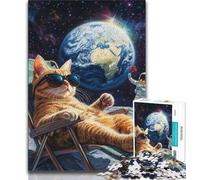 Cat on The Moon Jigsaw Puzzles for Teenagers,for Educational Game Challenge Toy for Is Ideal As A Gift for The Whole Family (38x26cm)