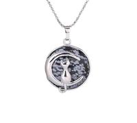 Cat On The Moon Pendant Necklace For Men Women Dainty Cresent Kitten Animal Natural Crystal Necklace For Minimalist Birthday Mother'S Day Jewelry Gifts Snowflake Stone