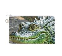 Cat on The Mountain Top Coin Purse Canvas Wallet Cute Change Purse Small Storage Bag with Zipper, Crocodile Green, One Size, Flowers and Animals