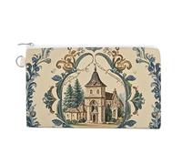 Cat on The Mountain Top Coin Purse Canvas Wallet Cute Change Purse Small Storage Bag with Zipper, French Country Style, One Size, Flowers and Animals