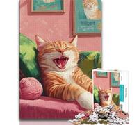 Cat on The Sofa 1000 Piece Jigsaw Puzzles for Adults,Challenging Game Gifts for Is Ideal As A Gift for The Whole Family 38x26cm