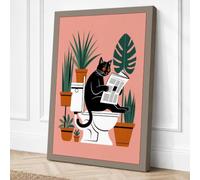 Cat on the Throne Humour Canvas Wall Art Print 18x12 Inch (46 x 30 cm)