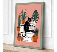 Cat on the Throne Humour Canvas Wall Art Print 24x16 Inch (61 x 41 cm)