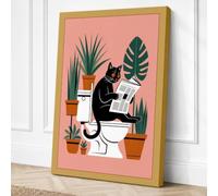 Cat on the Throne Humour Canvas Wall Art Print 30x20 Inch