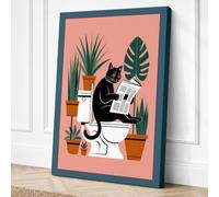 Cat on the Throne Humour Canvas Wall Art Print 36x24 Inch (91 x 61 cm)