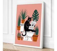 Cat on the Throne Humour Canvas Wall Art Print 36x24 Inch (91 x 61 cm)
