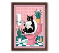Cat on Throne Modern Framed Wall Art Print A3 (42×29.7cm) Walnut, Wall Decor for Living Room, Bedroom, Office & Home, Ready to Hang, Art Gift