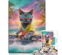 Cat on Vacation 1000 Piece Jigsaw Puzzle for Adults Teens,Challenging Game Gifts for Is Ideal As A Gift for The Whole Family (50x75cm)