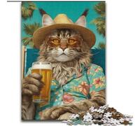 Cat on Vacation 1000 Pieces Jigsaw Puzzles for Adults And Teens, Stress Reliever Staycation Kill Time Enhance Love between Couples (50x75cm)
