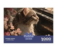 Cat on Windowsill 1000 Piece Jigsaw Puzzle Paper for Adults Spring Flowers Relaxation Gift 52x38cm/1000pcs