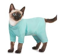 Cat Onesie, Sphynx Clothes Cat Suit to Stop Licking Wounds, Limit Scratching Due to Skin Conditions or Allergies(Blue, M)