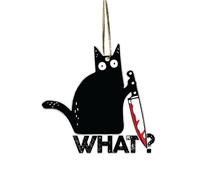 Cat Ornament, Acrylic Christmas Tree Hanging Decor for Cat Lovers - Festive Animal-Themed Keepsake Gift, Xmas Tree Decoration (Black Cat What)